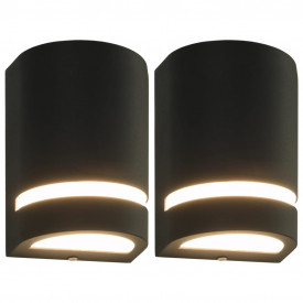 Lămpi de perete pentru exterior 2 buc. negru 35 W semirotund