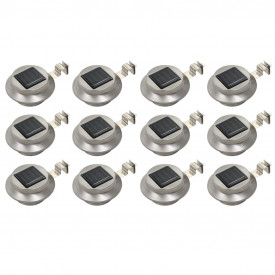 Lămpi solare de exterior LED, 12 buc., alb, 12 cm, rotund - Img 1