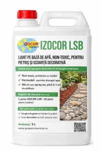 Liant pe bază de apă, non-toxic, pentru pietriș și scoarță decorativă IZOCOR LSB, 5 kg