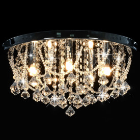 Lustră cu mărgele de cristal, argintiu, rotund, 4 becuri x G9 - Img 5