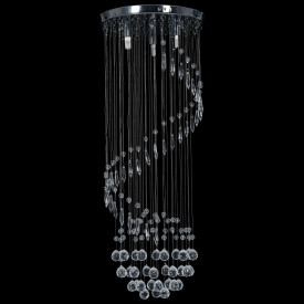 Lustră cu mărgele de cristal, argintiu, spirală, G9 - Img 3