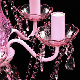 Lustră roz de cristal artificial cu 5 becuri - Img 6
