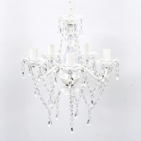 Lustră transparentă de cristal artificial cu 5 becuri