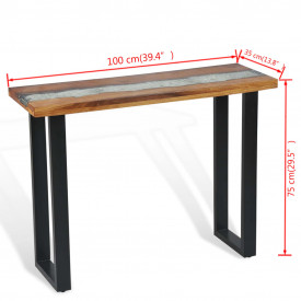 Masă consolă Lemn de tec 100 x 35 x 75 cm - Img 10