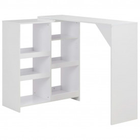 Masă de bar cu raft mobil, alb, 138x40x120 cm