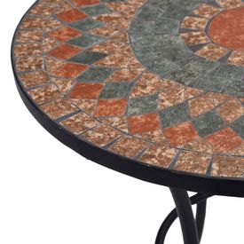 Masă de bistro mozaic, portocaliu/gri, 60 cm, ceramică - Img 3