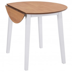 Masă de bucătărie extensibilă, rotund, MDF, alb - Img 4