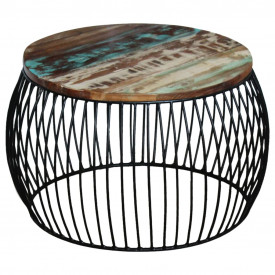 Masă de cafea rotundă, lemn reciclat de esență tare, 68x43 cm - Img 8
