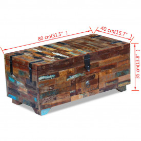 Masă de cafea tip cufăr, lemn solid reciclat, 80 x 40 x 35 cm - Img 9
