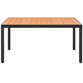 Masă de grădină din lemn compozit, aluminiu, 150x90x74 cm, maro - Img 2