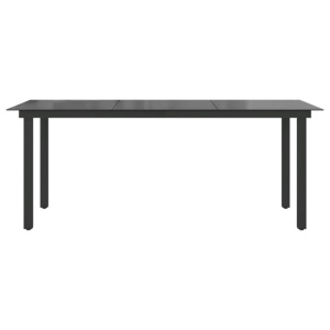 Masă de grădina negru aluminiu și sticlă