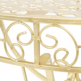 Masă laterală stil vintage semirotundă metal 72x36x74 cm auriu - Img 5