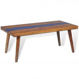Măsuță de cafea Lemn de tec cu rășină epoxidică 100x50x40 cm - Img 5