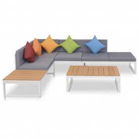 Mobilier de grădină cu canapea de colț, 19 piese, aluminiu WPC