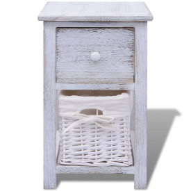 Noptieră shabby chic din lemn, alb - Img 3