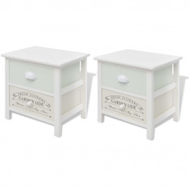 Noptiere în stil franțuzesc shabby chic din lemn, Maro, 2 buc. - Img 2