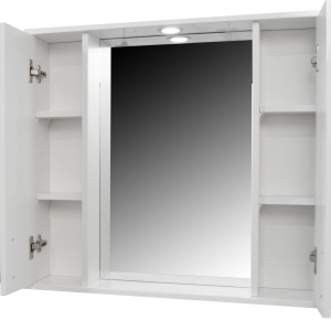 Oglinda baie cu dulap GN0001, dreptunghiulara, PAL Lucios, iluminare led, 3 rafturi, 75 cm, alb - Img 3