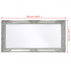 Oglindă verticală în stil baroc, 100 x 50 cm, argintiu - Img 9
