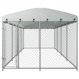 Padoc de exterior cu acoperiș pentru câini, 8 x 4 m - Img 2