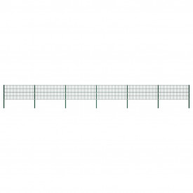 Panou de gard cu stâlpi, verde, 10,2 x 0,8 m, fier