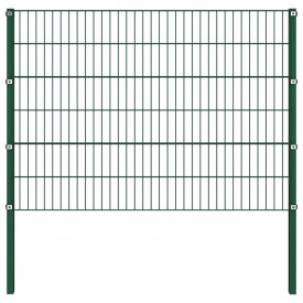 Panou de gard cu stâlpi, verde, 3,4 x 1,2 m, fier - Img 2