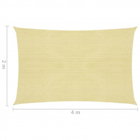 Pânză parasolar dreptunghiulară, HDPE, 2 x 4 m, Bej - Img 6