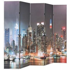 Paravan cameră pliabil, 200x170 cm, New York pe timp de noapte - Img 2