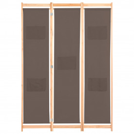 Paravan de cameră cu 3 panouri, maro, 120x170x4 cm, textil - Img 2