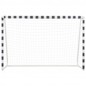 Poartă de fotbal, negru și alb, 300 x 200 x 90 cm, metal - Img 2