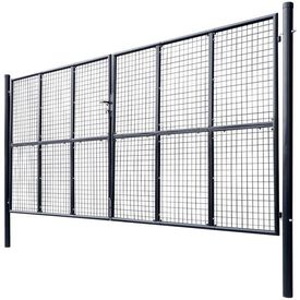 Poartă din plasă grădină, oțel galvanizat, 400 x 100 cm, gri - Img 2
