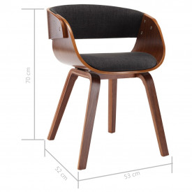 Scaun de bucătărie, gri, lemn curbat și material textil - Img 7
