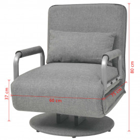Scaun pivotant canapea extensibilă, gri deschis, 60 x 75 x 80 cm - Img 12