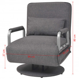 Scaun pivotant canapea extensibilă, gri închis, 60 x 75 x 80 cm - Img 12