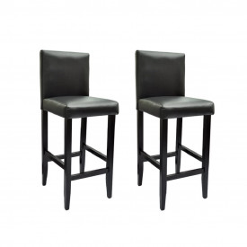 Scaune de bar 2 buc, piele artificială, negru