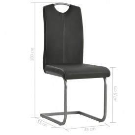 Scaune de bucătărie 2 buc piele artificială 43x55x100 cm, gri - Img 8