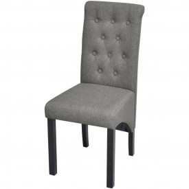 Scaune de bucătărie 2 buc, textil, gri închis - Img 2