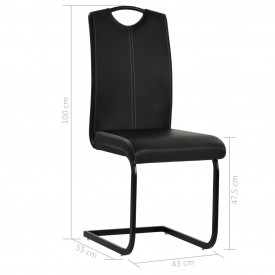 Scaune de bucătărie 4 buc piele artificială 43x55x100 cm, negru - Img 8