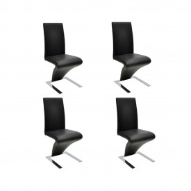 Scaune de bucătărie, 4 buc., piele artificială, negru