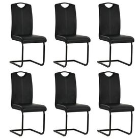 Scaune de bucătărie 6 buc piele artificială 43x55x100 cm, negru