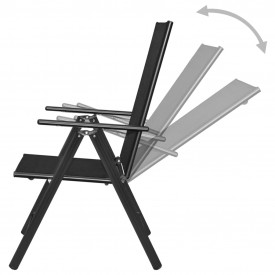 Scaune pliante de grădină, 2 buc., negru, aluminiu &amp; textilenă - Img 4
