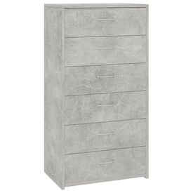 Servantă cu 7 sertare, gri beton, 50 x 34 x 96 cm, PAL