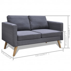 Set canapele cu 2 locuri și 3 locuri, textil, gri închis - Img 10