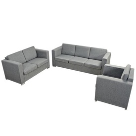 Set canapele material textil gri deschis 3 buc. - Img 3