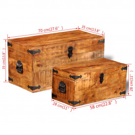 Set cufere de depozitare, 2 piese, lemn mango nefinisat - Img 8