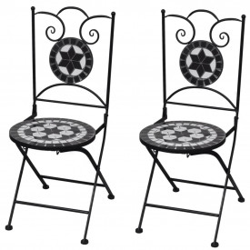 Set de 2 scaune din mozaic, culoare negru și alb