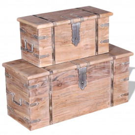 Set de două cufere de depozitare din lemn de acacia - Img 10