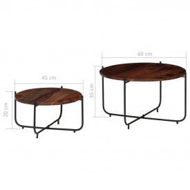 Set masă de cafea, 2 piese, lemn masiv de sheesham, 60 x 35 cm - Img 9