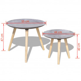 Set masă laterală/masă de cafea, 2 piese, 55 & 44 cm, gri beton - Img 7
