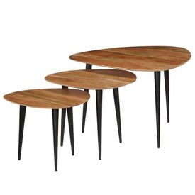 Set mese de cafea, 3 piese, lemn masiv de acacia - Img 3