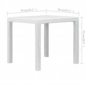 Set mobilier bistro, 3 piese, alb, plastic, aspect ratan - Img 12